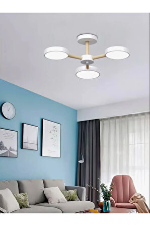 Ahşap Led Avize Beyaz 3'lü