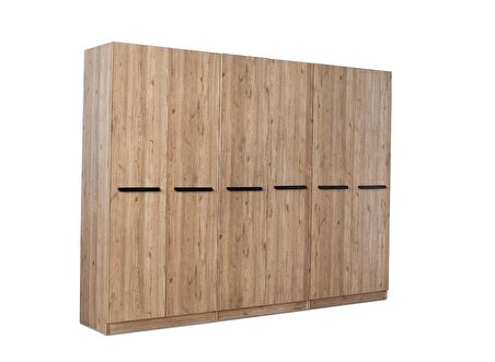 MERCAN MDF 6 Kapılı 2 Çekmeceli Gardrop Elbise Dolabı 240x53x216cm