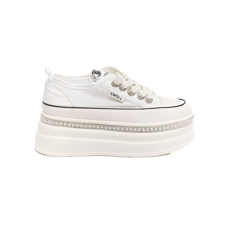 Yüksek Taban Bağcıklı Fileli Günlük Kadın Sneaker