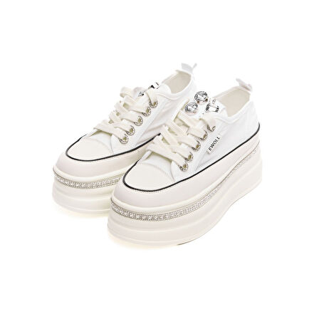 Yüksek Taban Bağcıklı Fileli Günlük Kadın Sneaker