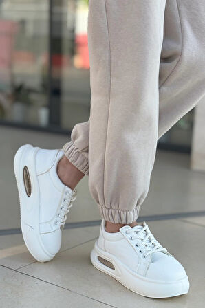 Günlük Kadın Sneaker Örgü Bağcıklı Hafif Kalın Yüksek Balon Taban Yürüyüş Spor Ayakkabı 5750