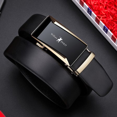 WİLLİAMPOLO Deluxe Hakiki Deri Otomatik Tokalı Erkek Kemer-Gold Toka
