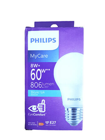 Philips 8 w = 60 w led ampül tasarruflu ampül 8W gücünde, E27 soket tipine sahip bu ampul, soğuk beyaz ışık (6500K) ile mekanlarınıza ferah bir atmosfer kazandırır. Özellikler: Enerji Verimliliği: Düşük enerji tüketimi ile yüksek aydınlatma sağlarken