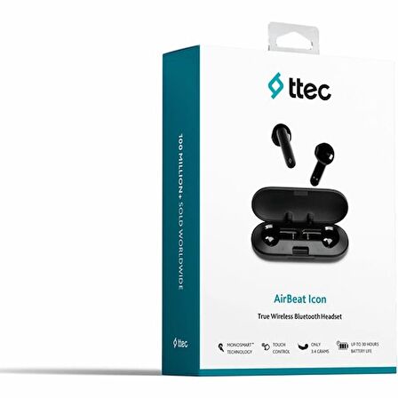 TEŞHİR Ttec AirBeat Icon TWS Siyah Kulak İçi Bluetooth Kulaklık