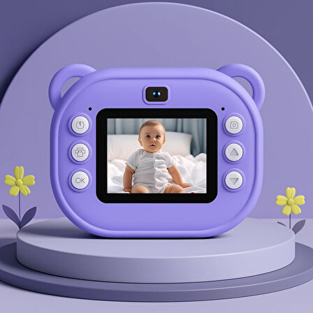 Çocuklar İçin Siyah-Beyaz Yazıcı Eğlenceli Fotoğraf Makinesi  Oyunlar ve Çift Kamera Müzik Bir Arada