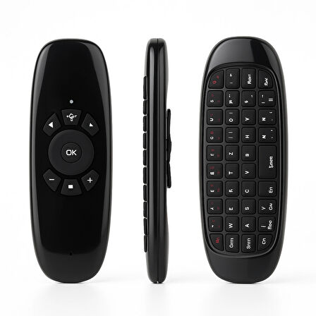 Wireless 2.4 GHz Sihirli Smart Klavye Air Mouse Siyah Andorid TV Kumanda