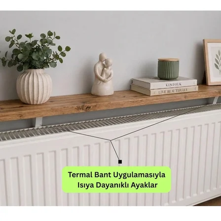 70 x 15 cm Montajsız Petek Üstü Dekoratif Raf Kalorifer Peteği Üstü Uçan Raf