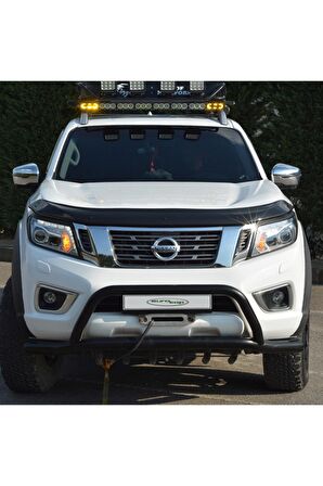 Nissan Navara Ön Kaput Koruma Rüzgarlığı 3mm Akrilik (ABS) Parlak Siyah Deflektör 2016-2020