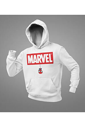 Tasarım Marvel Baskılı Unisex Oversize Hoodie