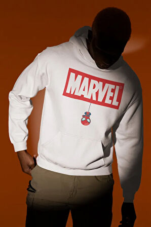 Tasarım Marvel Baskılı Unisex Oversize Hoodie