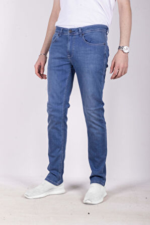 Erkek Kot Pantolon Slim Fit Mavi Düz Paça 5 Cepli Jean NCS JEANS 2249 6142