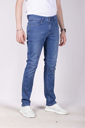 Erkek Kot Pantolon Slim Fit Mavi Düz Paça 5 Cepli Jean NCS JEANS 2249 6142