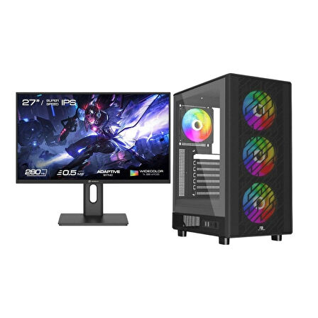 LYSERG PB A600B RGB Kasa Amd Ryzen 5 8400F 16 GB Ram 500 GB SSD Asus Dual RTX 4060 W11 + 27" Monitör