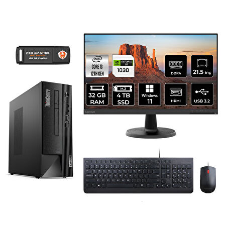 LENOVO Neo 50S M02VTXD580 i3 12100 32GB RAM 4TB SSD GT1030 4GB 21.5" W11P MASAÜSTÜ PC