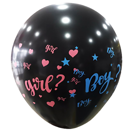 CİNSİYET BALONU 18'' SİYAH BASKILI GİRL ? BOY D.Ü 35TL