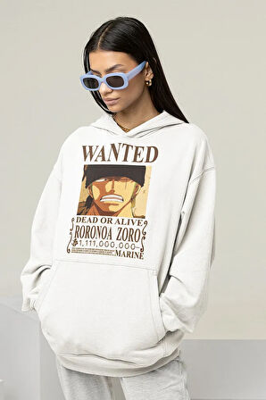 Wanted Roronoa Zoro Baskılı Unisex Oversize Anime Hoodie