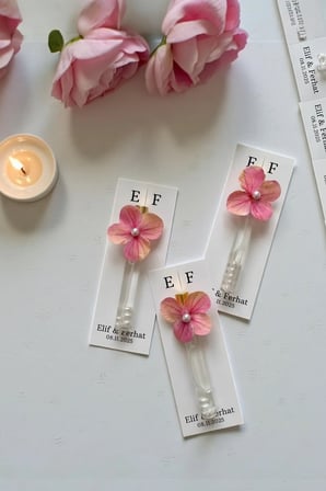 Fiyonk Detaylı Fısfıslı Sprey Kalem Şişe İncili Kolonya 10ml -Nişan,Nikah,Kına,Söz Hediyelik-15 Adet