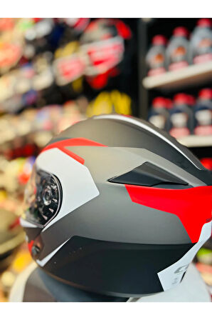 568G BER DRESDA ÇENE AÇILIR MOTOSİKLET KASKI  (KIRMIZI -SİYAH)