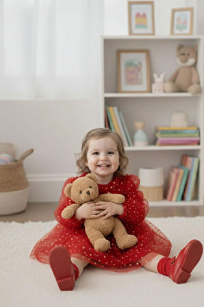 Kız Çocuk Yıldız Desenli Tül Elbise