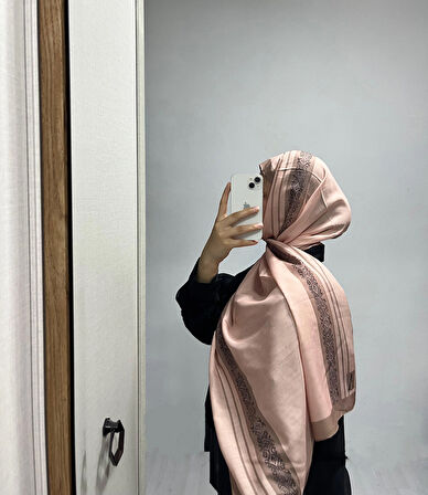 Aminenesil Etnik Düz Bej  Renk Soft Pamuk Şal