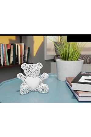 Modern Hayvanlar Biblo Masa Üstü Delikli Görünümlü Beyaz Plastik Ayı Renk Tek Ebat Beden