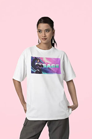 Saage Baskılı Unisex Oversize Vvalorant Tişört