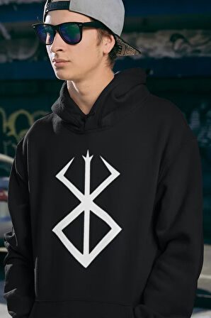 Anime Berserk Logo Baskılı Unisex Oversize Hoodie