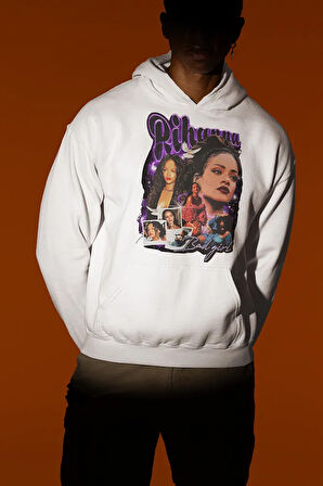 Şarkıcı Rihanna Baskılı Unisex Oversize Hoodie