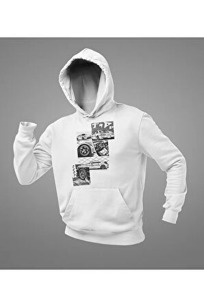 Tasarım Araba Baskılı Unisex Oversize Hoodie