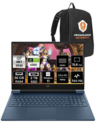 HP Victus 15 i7 13700H 36GB RAM 2TB SSD RTX4060/12GB 144Hz 15.6'' FHD W11HOME 8U844EA & PER4 ÇANTA