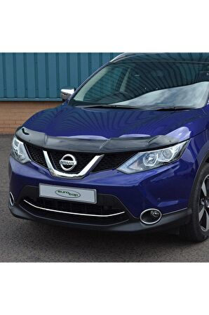 Nissan Qashqai Ön Kaput Koruma Rüzgarlığı 3mm Akrilik (ABS) Parlak Siyah Deflektör 2014-2016