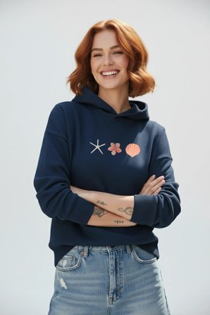 Unisex Yumuşak Dokulu 3 İplik İstiridye Kabuklu Tasarım Baskılı Oversize Sweatshirt