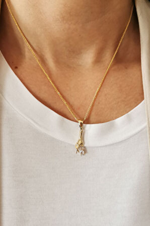 Altın Tektaş Detaylı El Kolye