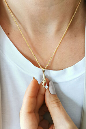 Altın Tektaş Detaylı El Kolye