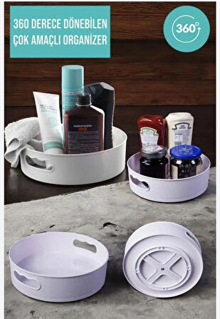 360 Derece Dönen Banyo & Buzdolabı & Mutfak Düzenleyici Dönebilen Tepsi- Düzenleyici Organizer