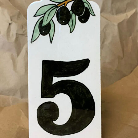 Uretti - Derya 2174 - El Yapımı Çini 5 Numara Kapı Süsü - 7 x 16 cm