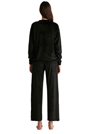 Penye Mood Kadın Comfort Mood Siyah Pijama Takımı 9530