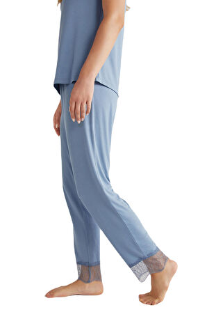 Penye Mood Kadın Mavi Comfortlux Pijama Takım 9456