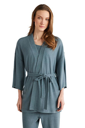 Penye Mood Kadın Mavi Pijama Takım 9529