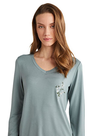 Penye Mood Kadın Yeşil Pijama Takım 9723