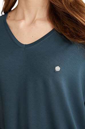 Penye Mood Kadın Petrol Pijama Takım 9726