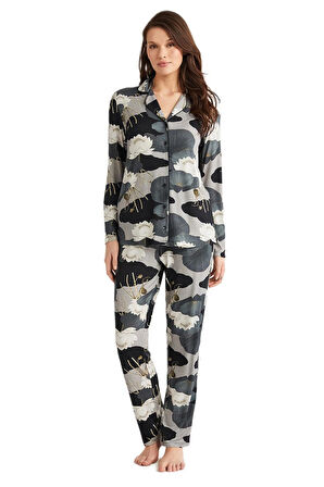 Penye Mood Kadın Petrol Pijama Takım 9727