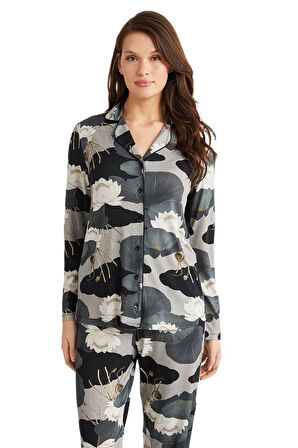 Penye Mood Kadın Petrol Pijama Takım 9727