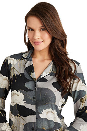 Penye Mood Kadın Petrol Pijama Takım 9727