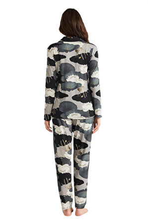 Penye Mood Kadın Petrol Pijama Takım 9727