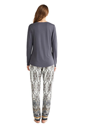 Penye Mood Kadın Antrasit Pijama Takım 9716 