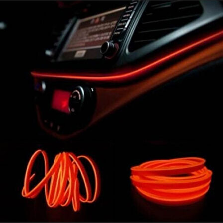 Araç Araba Içi Torpido Ledi Renkli Ip Neon Led 2 Metre Turuncu NEON