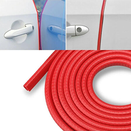 Oto Araç Kapı Koruma Fitili 5metre Parlak Kırmızı Renk Çarpma Çizilme Önleyici Fitil
