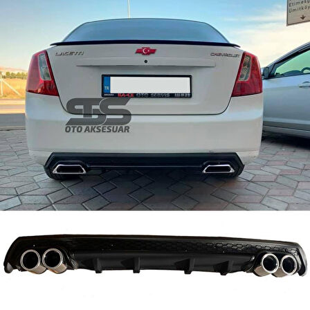 Chevrolet Lacetti Difüzör Arka Tampon Eki 4 Egzoz Çıkışlı Siyah Lüx Tip