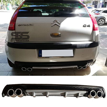 Citroen Difüzör Arka Tampon Eki 4 Egzoz Çıkışlı Gri Lüx Tip